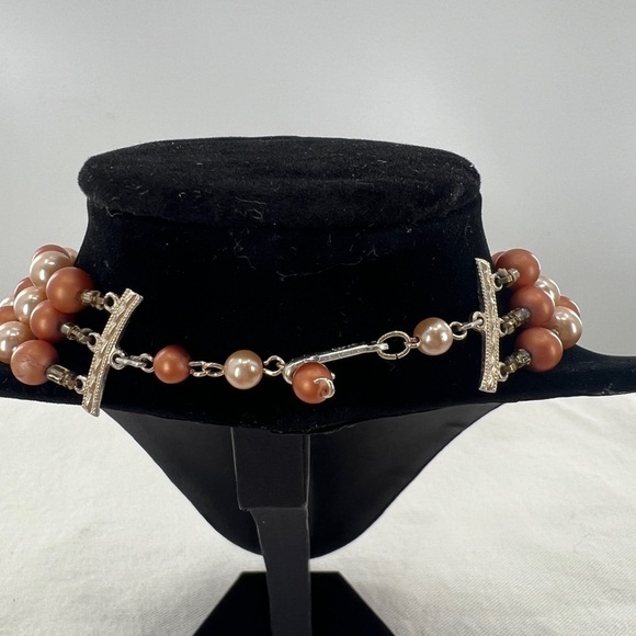 Japan 3 Strand faux pearl Aurora Borealis Necklace Earring Set Vintage - Picture 5 of 10